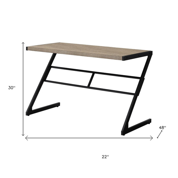 HomeRoots 22" Modern Computer Desk for Home Office – Stylish Workspace Solution with Durable Design & Compact Footprint Dark Taupe,Black 333493