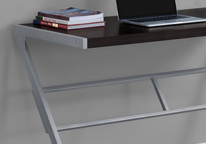 Homeroots 22" Dark Brown And Silver Computer Desk Cappuccino,Silver  333494