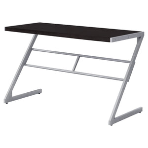 Homeroots 22" Dark Brown And Silver Computer Desk Cappuccino,Silver  333494