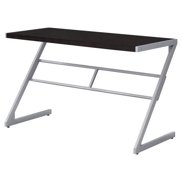Homeroots 22" Dark Brown And Silver Computer Desk Cappuccino,Silver  333494