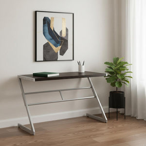 HomeRoots 22" Modern Computer Desk for Home Office – Stylish Workspace Solution with Durable Design & Compact Footprint Cappuccino,Silver 333494
