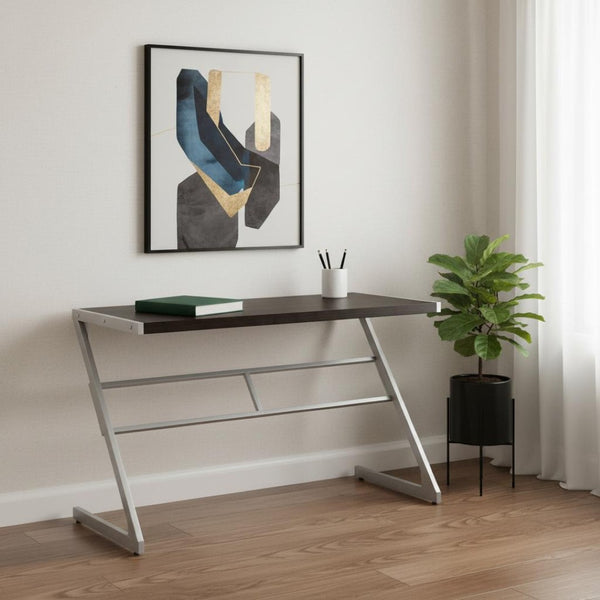 HomeRoots 22" Modern Computer Desk for Home Office – Stylish Workspace Solution with Durable Design & Compact Footprint Cappuccino,Silver 333494