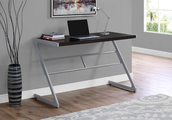 HomeRoots 22" Modern Computer Desk for Home Office – Stylish Workspace Solution with Durable Design & Compact Footprint Cappuccino,Silver 333494