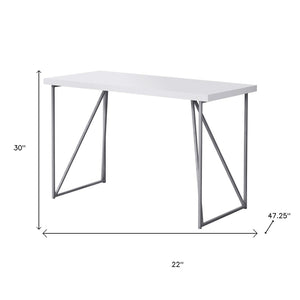 HomeRoots 22" White and Silver Computer Desk – Stylish Compact Workspace for Home Office or Dorm Room Use 333495