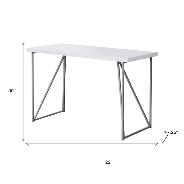 HomeRoots 22" White and Silver Computer Desk – Stylish Compact Workspace for Home Office or Dorm Room Use 333495