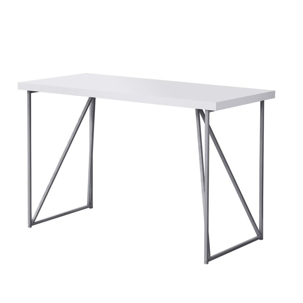HomeRoots 22" White and Silver Computer Desk – Stylish Compact Workspace for Home Office or Dorm Room Use 333495