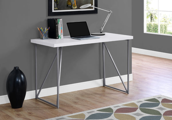 HomeRoots 22" White and Silver Computer Desk – Stylish Compact Workspace for Home Office or Dorm Room Use 333495