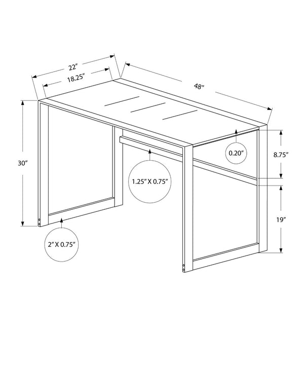 HomeRoots 22" Glass Computer Desk - Sleek, Durable Design for Modern Workspaces, Ideal for Home & Office Use Black,Black 333496