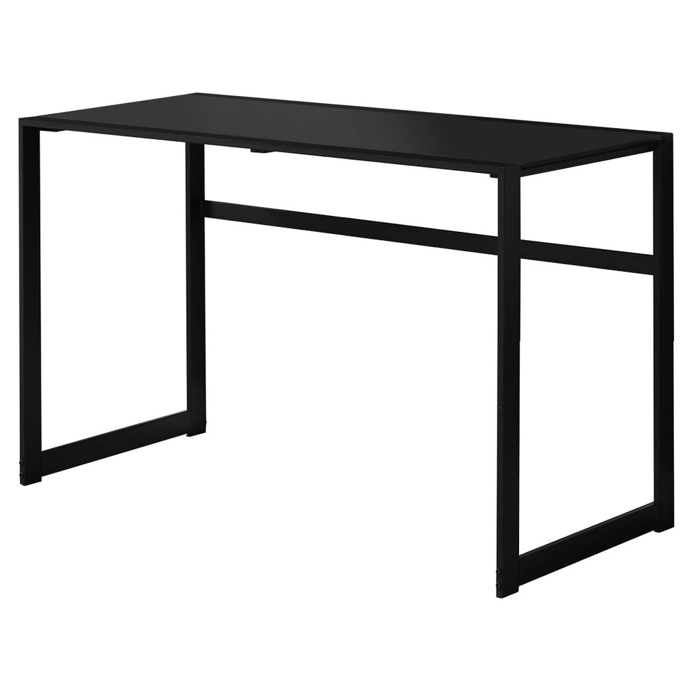 HomeRoots 22" Glass Computer Desk - Sleek, Durable Design for Modern Workspaces, Ideal for Home & Office Use Black,Black 333496