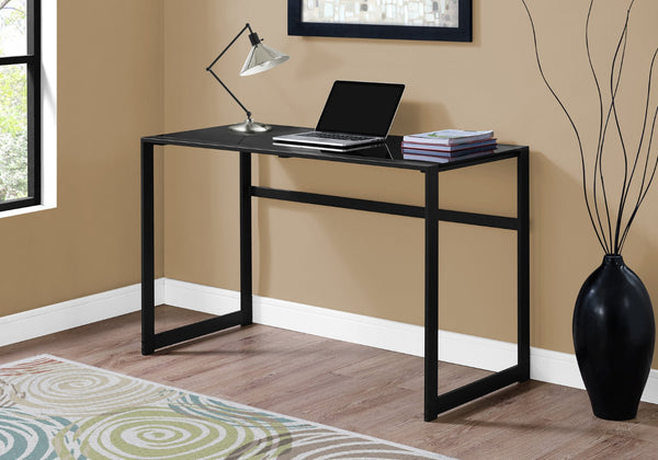 HomeRoots 22" Glass Computer Desk - Sleek, Durable Design for Modern Workspaces, Ideal for Home & Office Use Black,Black 333496