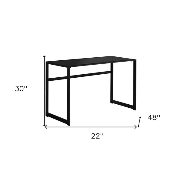 HomeRoots 22" Glass Computer Desk - Sleek, Durable Design for Modern Workspaces, Ideal for Home & Office Use Black,Black 333496