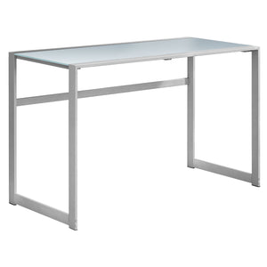 Homeroots 22" Silver Glass Computer Desk Silver,White  333497