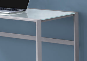 HomeRoots 22" Glass Computer Desk - Sleek, Durable Design for Modern Workspaces, Ideal for Home & Office Use Silver,White 333497