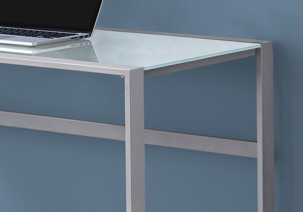 HomeRoots 22" Glass Computer Desk - Sleek, Durable Design for Modern Workspaces, Ideal for Home & Office Use Silver,White 333497