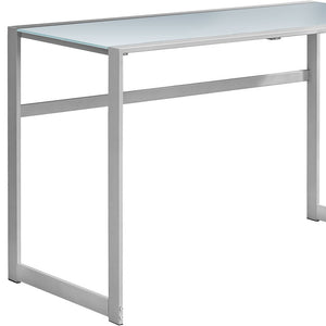 Homeroots 22" Silver Glass Computer Desk Silver,White  333497