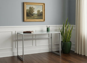 HomeRoots 22" Glass Computer Desk - Sleek, Durable Design for Modern Workspaces, Ideal for Home & Office Use Silver,White 333497