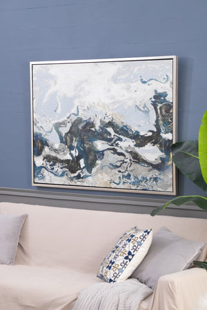 English Elm 47.2X35.4" Cerulean Seas Hand-Painted Wall Art - Stunning Ocean-Inspired Décor For Any Room W2078P313339