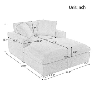 English Elm Mirod Oversized Chaise Lounge with Birch Legs Pillow Back Polyester Upholstered Seating Gray N760P196662E
