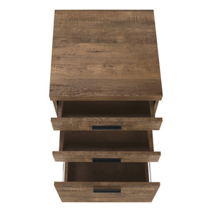 HomeRoots 25" Compact Particle Board Filing Cabinet with Three Drawers for Organized Workspace Storage Solutions Brown 333501