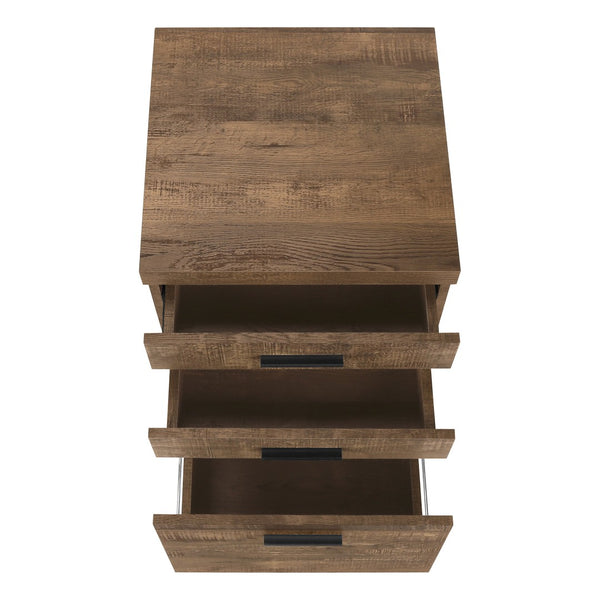 HomeRoots 25" Compact Particle Board Filing Cabinet with Three Drawers for Organized Workspace Storage Solutions Brown 333501