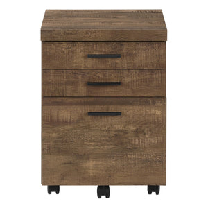 HomeRoots 25" Compact Particle Board Filing Cabinet with Three Drawers for Organized Workspace Storage Solutions Brown 333501