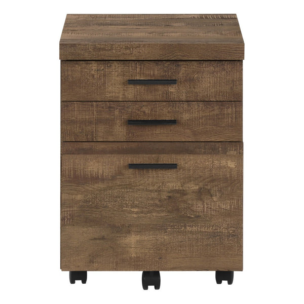HomeRoots 25" Compact Particle Board Filing Cabinet with Three Drawers for Organized Workspace Storage Solutions Brown 333501