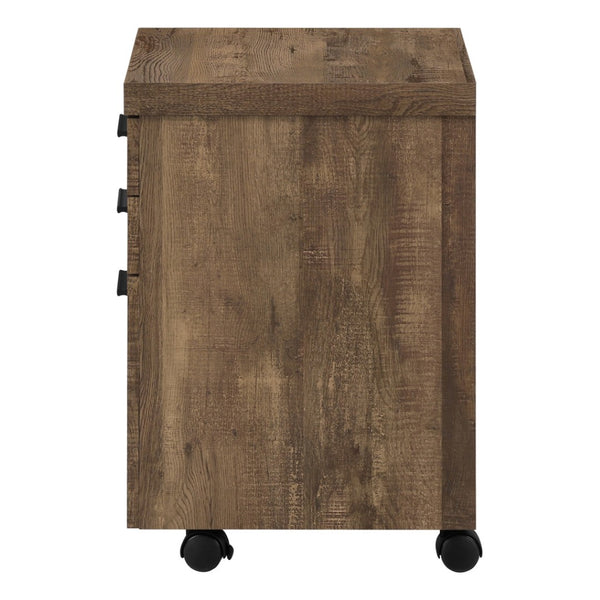 HomeRoots 25" Compact Particle Board Filing Cabinet with Three Drawers for Organized Workspace Storage Solutions Brown 333501
