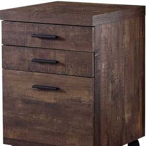 Homeroots 25.25" Particle Board And Mdf Filing Cabinet With 3 Drawers Brown Particleboard 333501