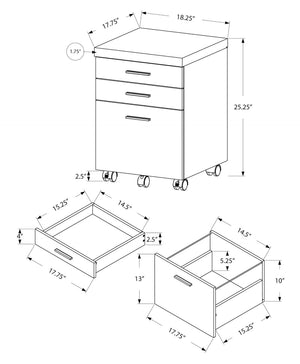 HomeRoots 25" Compact Particle Board Filing Cabinet with Three Drawers for Organized Workspace Storage Solutions Grey 333502