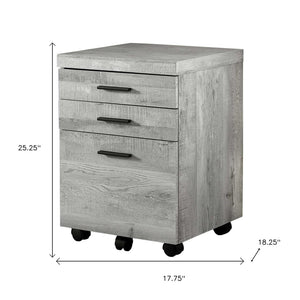 HomeRoots 25" Compact Particle Board Filing Cabinet with Three Drawers for Organized Workspace Storage Solutions Grey 333502