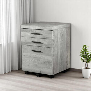 HomeRoots 25" Compact Particle Board Filing Cabinet with Three Drawers for Organized Workspace Storage Solutions Grey 333502
