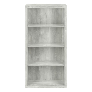 HomeRoots White Wood Four-Tier Bookcase - Stylish, Space-Saving Shelving for Modern Homes and Offices Grey 333506
