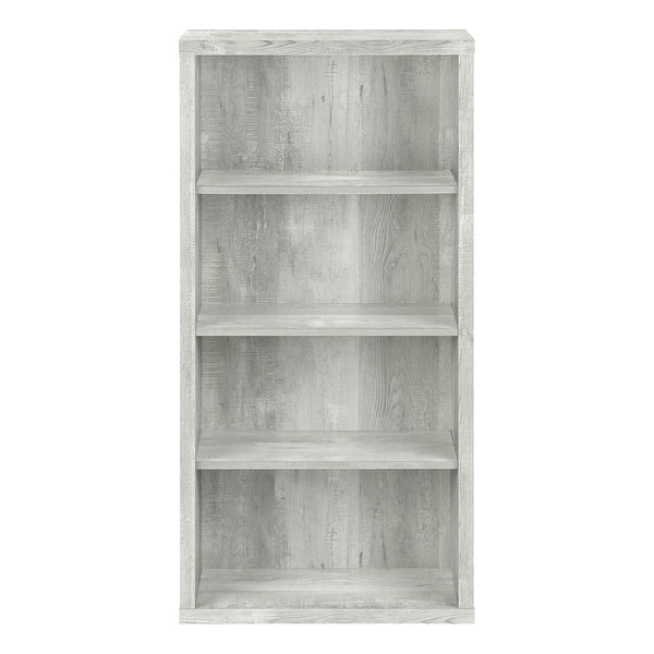 HomeRoots White Wood Four-Tier Bookcase - Stylish, Space-Saving Shelving for Modern Homes and Offices Grey 333506