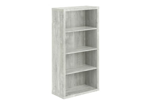 HomeRoots White Wood Four-Tier Bookcase - Stylish, Space-Saving Shelving for Modern Homes and Offices Grey 333506