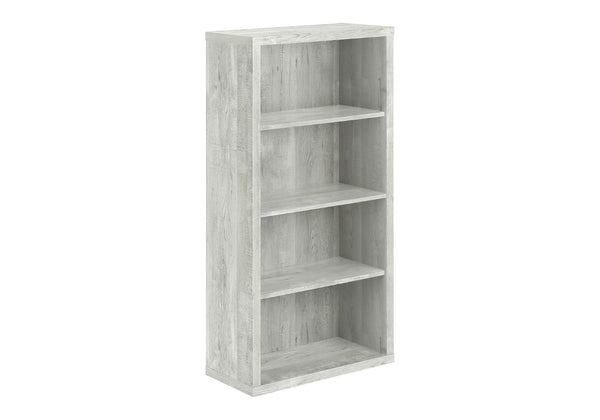 HomeRoots White Wood Four-Tier Bookcase - Stylish, Space-Saving Shelving for Modern Homes and Offices Grey 333506