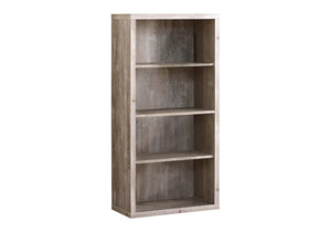 HomeRoots White Wood Four-Tier Bookcase - Stylish, Space-Saving Shelving for Modern Homes and Offices Taupe 333507