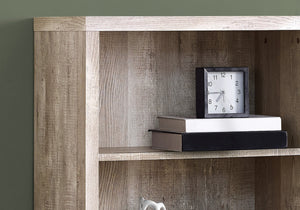 HomeRoots White Wood Four-Tier Bookcase - Stylish, Space-Saving Shelving for Modern Homes and Offices Taupe 333507
