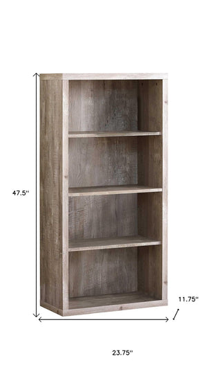 HomeRoots White Wood Four-Tier Bookcase - Stylish, Space-Saving Shelving for Modern Homes and Offices Taupe 333507