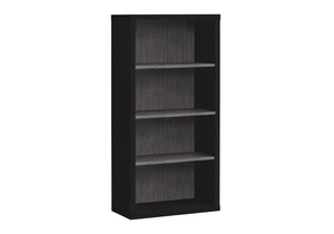 HomeRoots White Wood Four-Tier Bookcase - Stylish, Space-Saving Shelving for Modern Homes and Offices Black,Grey 333508