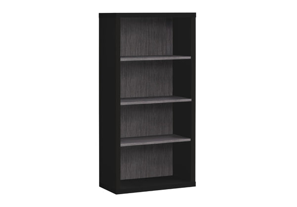 HomeRoots White Wood Four-Tier Bookcase - Stylish, Space-Saving Shelving for Modern Homes and Offices Black,Grey 333508