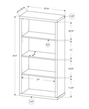 Homeroots 48" Black And Gray Wood Bookcase Black,Grey  333508