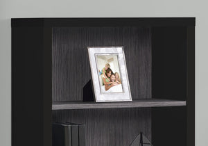 HomeRoots White Wood Four-Tier Bookcase - Stylish, Space-Saving Shelving for Modern Homes and Offices Black,Grey 333508