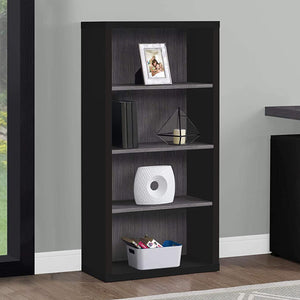 Homeroots 48" Black And Gray Wood Bookcase Black,Grey  333508
