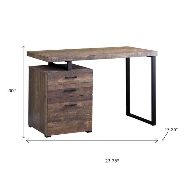 HomeRoots 24" Executive-Style Computer Desk with Three Drawers for Clutter-Free Workspace Organization Brown,Black 333509