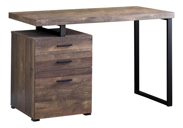 HomeRoots 24" Executive-Style Computer Desk with Three Drawers for Clutter-Free Workspace Organization Brown,Black 333509