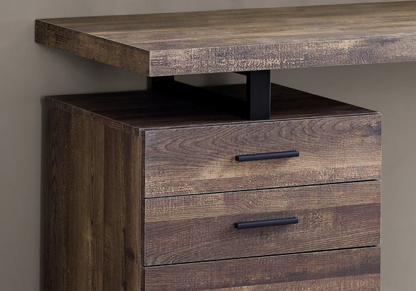 HomeRoots 24" Executive-Style Computer Desk with Three Drawers for Clutter-Free Workspace Organization Brown,Black 333509
