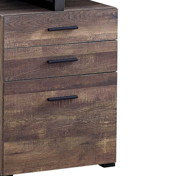 Homeroots 24" Brown And Black Computer Desk With Three Drawers Brown,Black  333509