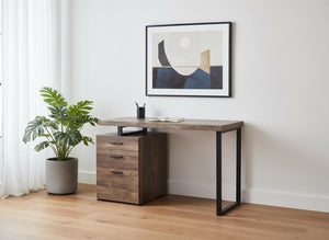 HomeRoots 24" Executive-Style Computer Desk with Three Drawers for Clutter-Free Workspace Organization Brown,Black 333509