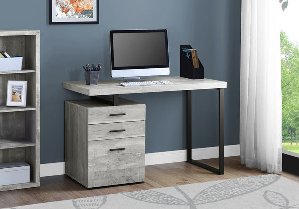 HomeRoots 24" Executive-Style Computer Desk with Three Drawers for Clutter-Free Workspace Organization Grey,Black 333510