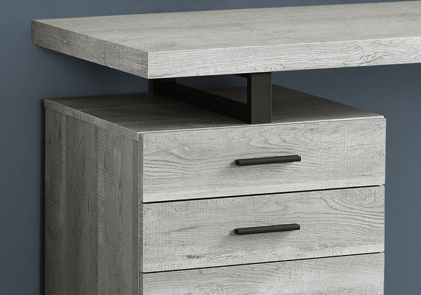 HomeRoots 24" Executive-Style Computer Desk with Three Drawers for Clutter-Free Workspace Organization Grey,Black 333510